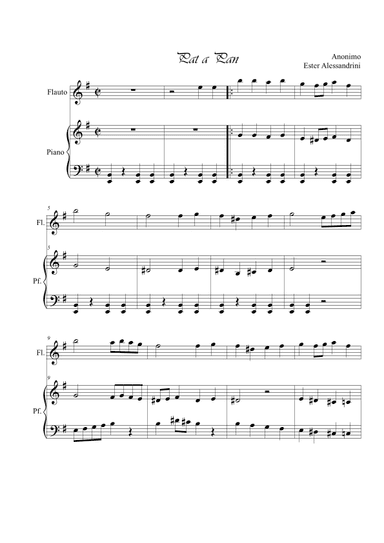 Pat a Pan. Flute and piano duo (arr. Ester Alessandrini)