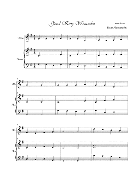 Good king Wenceslas. Oboe and piano (arr. Ester Alessandrini)