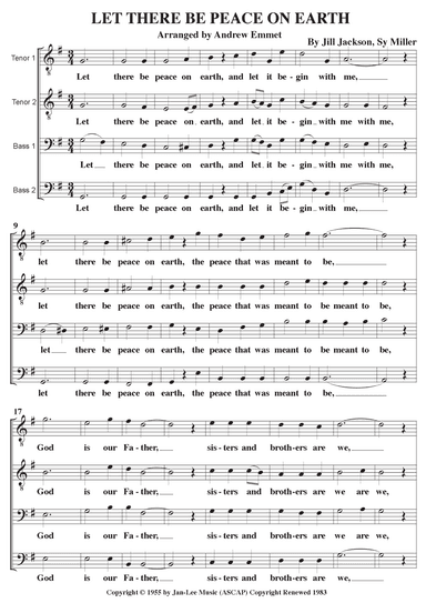 Let There Be Peace On Earth (arr. Andrew Emmet)