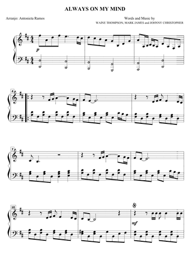 Always On My Mind (arr. Antonieta Ramos Valverde)