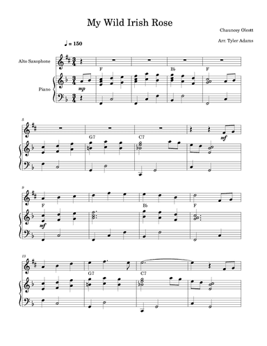 My Wild Irish Rose (Alto Sax and Piano) (arr. Tyler Adams)