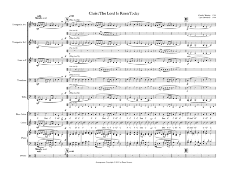 Christ The Lord Is Risen Today  (Congregational sing brass quintet Bkgd.) (arr. Dean Mounts)