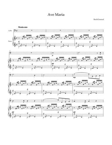 Ave Maria (Bach / Gounod) for Cello and piano (arr. Gounod)
