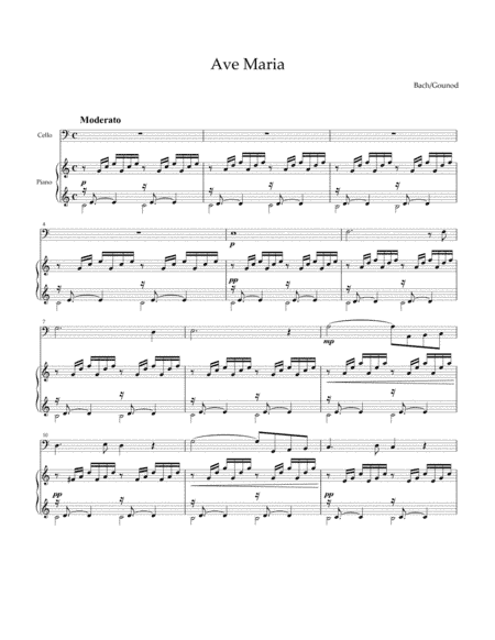 Ave Maria (Bach / Gounod) for Cello and piano (arr. Gounod)