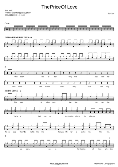 Price Of Love (arr. COPYDRUM)