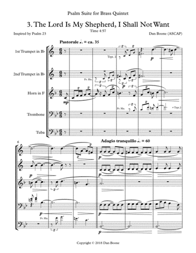 The Lord is My Shepherd, I Shall Not Want (Psalm Suite for Brass Quintet)