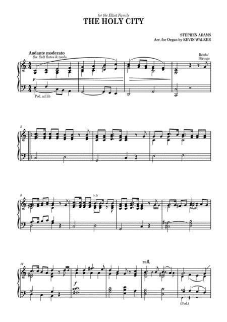 The Holy City (Jerusalem) - simplified piano/organ arrangement (arr. Kevin Walker)