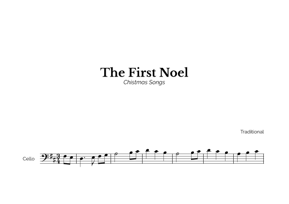 The First Noel for Easy Cello Solo (arr. Marcos Soares)