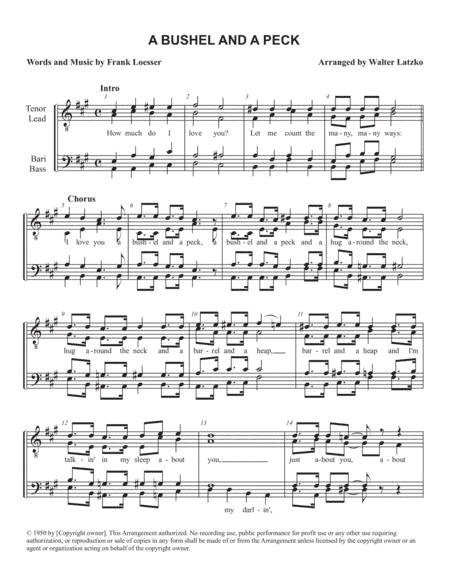 A Bushel And A Peck (arr. Walter Latzko)
