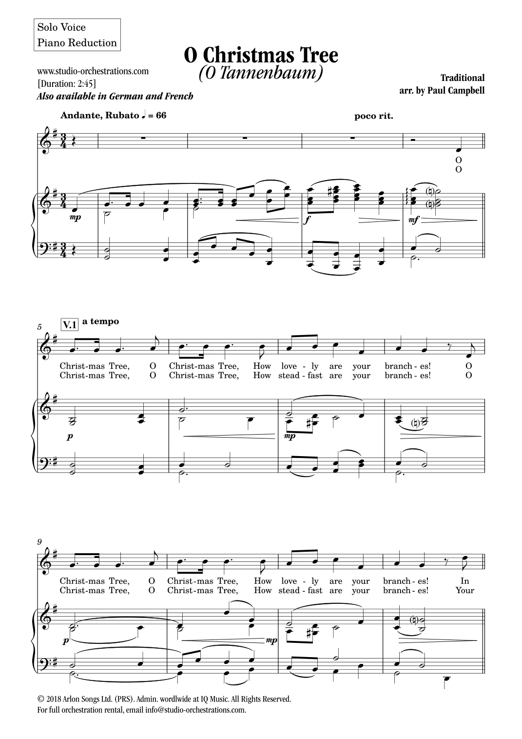 O Christmas Tree (O Tannenbaum) (arr. Paul Campbell / Studio Orchestrations)