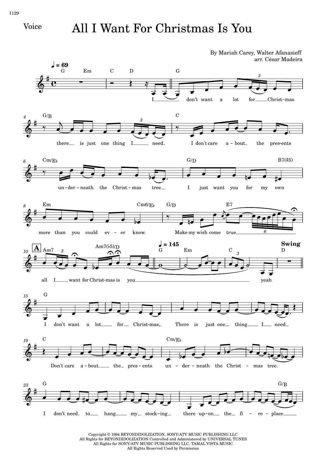 All I Want For Christmas Is You (arr. César Madeira)
