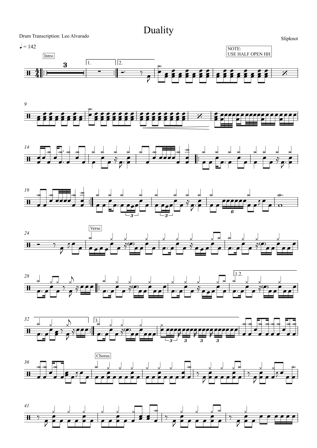Duality (arr. Drum Transcription: Leo Alvarado)