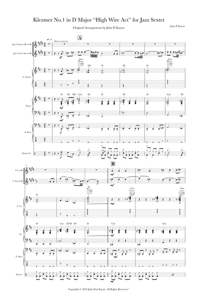 Klezmer No.1 in D Major “High Wire Act” for Jazz Sextet