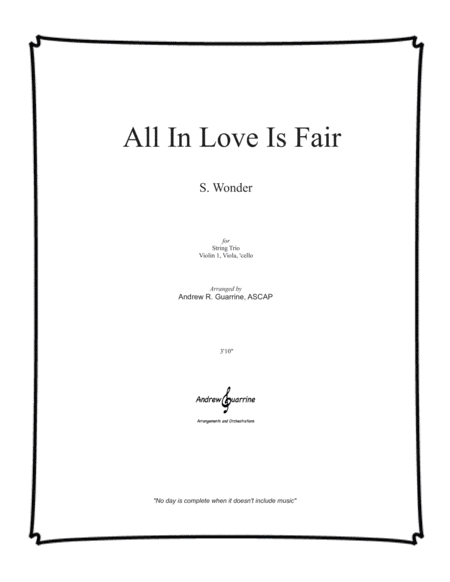 All In Love Is Fair (arr. Andrew R. Guarrine)
