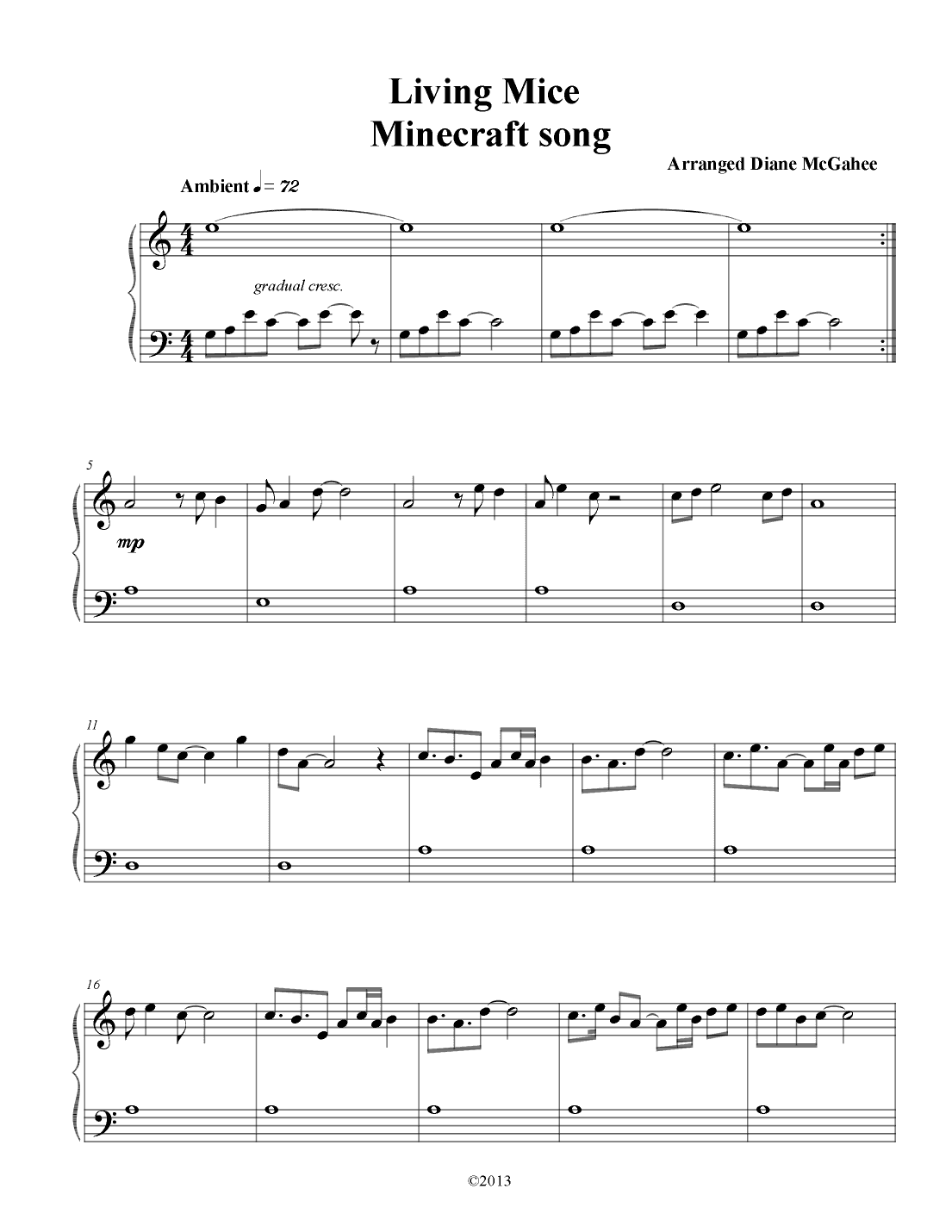 Living Mice (arr. Arranged by Diane M. McGahee)