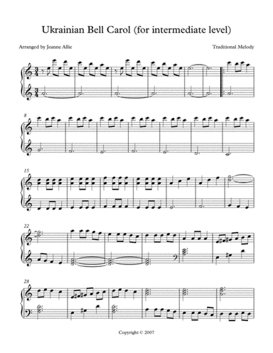 Ukrainian Bell Carol (for intermediate level) (arr. Jeanne Allie)