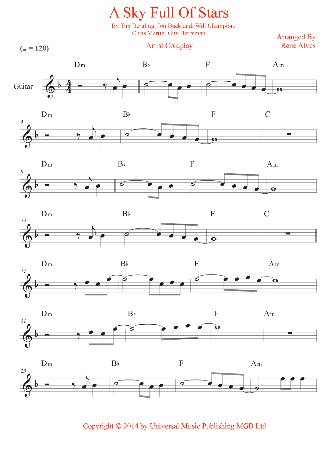 A Sky Full Of Stars (arr. Rene Alves)