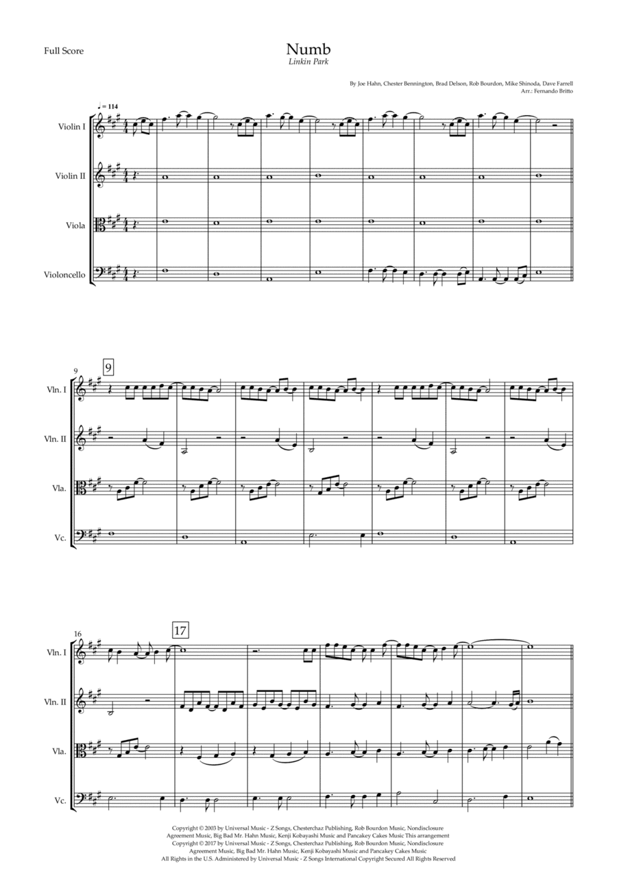 Numb (arr. Fernando Britto)