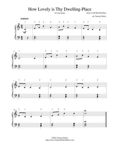 How Lovely is Thy Dwelling-Place (Brother James' Air) - for easy piano (arr. Samuel Stokes)