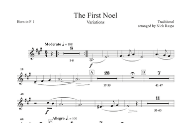The First Noel (Variations for Full Orchestra) Horn in F 1 part (arr. Nick Raspa)