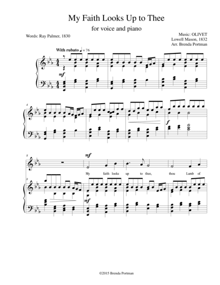 My Faith Looks Up to Thee (OLIVET), Medium Voice, arr. Brenda Portman (arr. Brenda Portman)
