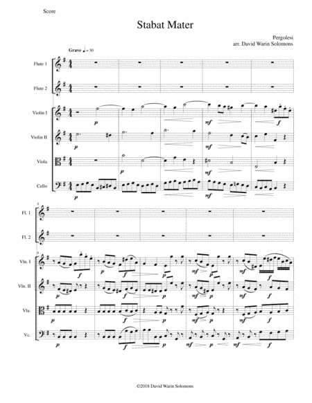 Stabat Mater for 2 flutes and string quartet (arr. David Warin Solomons)