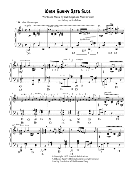When Sunny Gets Blue (arr. Jim Palmer)