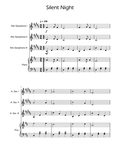 Silent Night - Alto Sax Trio w/ Piano (arr. Ygor Nunes)