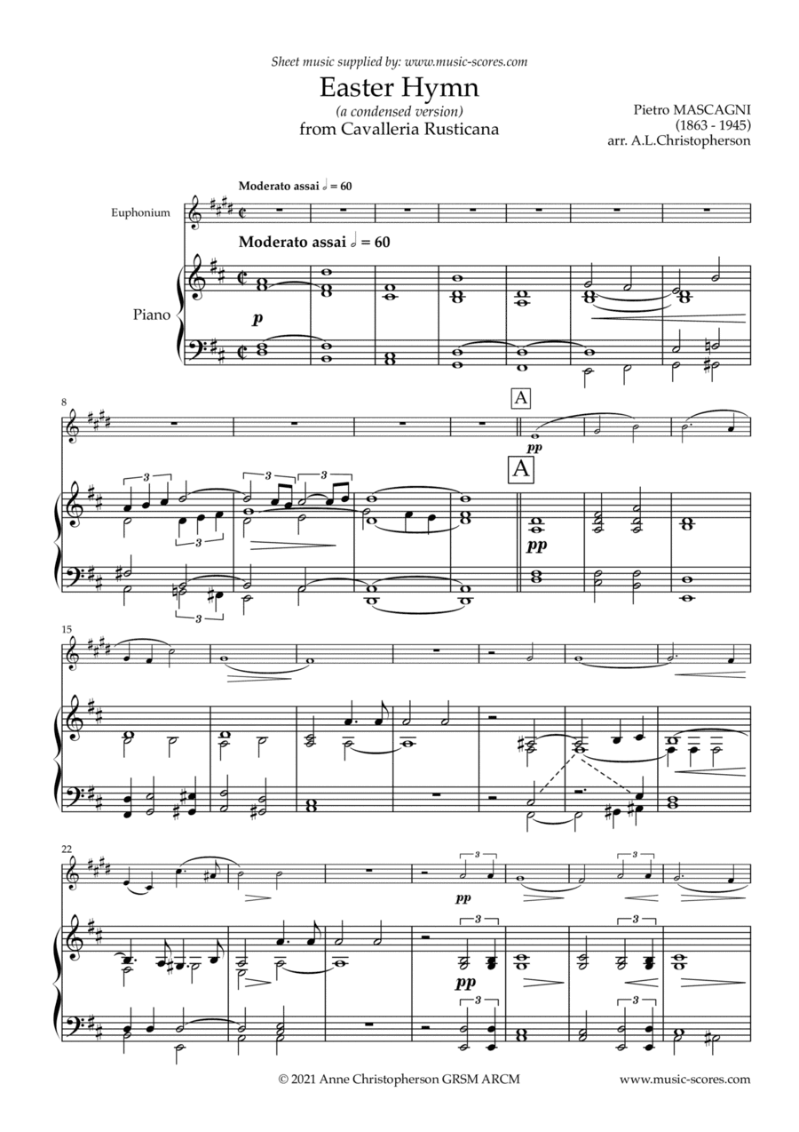 Easter Hymn from Cavaliera Rusticana - Euphonium and Piano (arr. Anne L Christopherson GRSM ARCM)