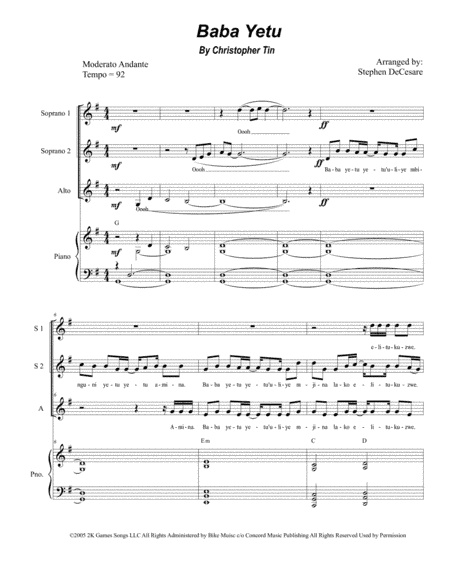 Baba Yetu (arr. Stephen DeCesare)