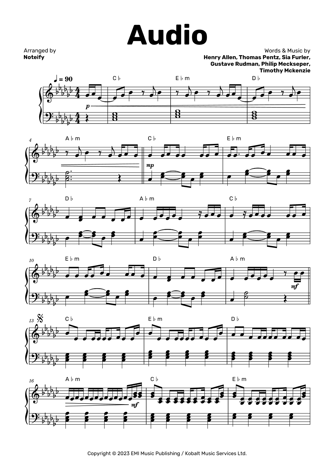 Audio (arr. Noteify)
