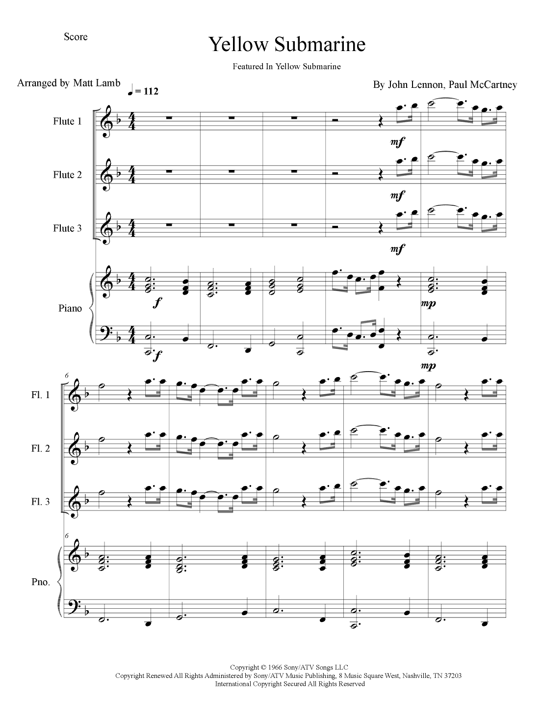Yellow Submarine (arr. Matt Lamb)
