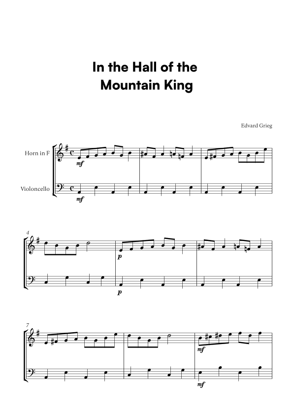 In the Hall of the Mountain King (for French Horn and Cello) (arr. Cadenza Editions)