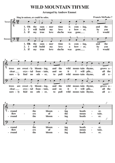 Wild Mountain Thyme A Cappella TTBB (arr. Andrew Emmet)