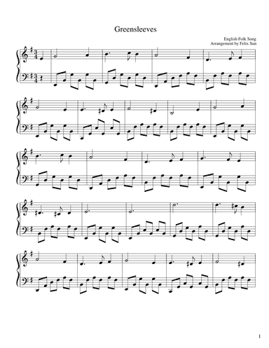 Greensleeves (What Child is This?) - Piano Solo (arr. Felix Sun)