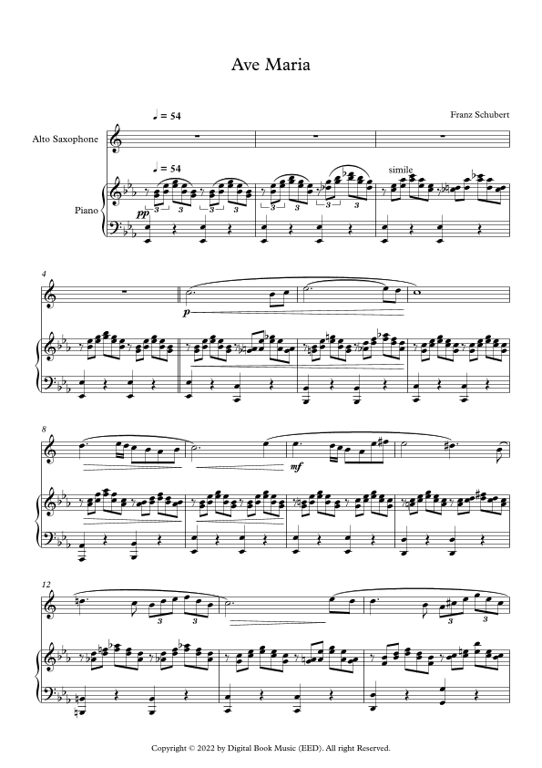 Ave Maria - Franz Schubert (Alto Sax + Piano) (arr. Digital Book Music)