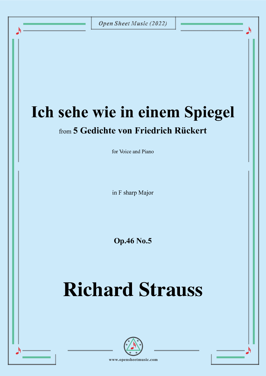 Richard Strauss-Ich sehe wie in einem Spiegel,in F sharp Major (arr. OSM Press)