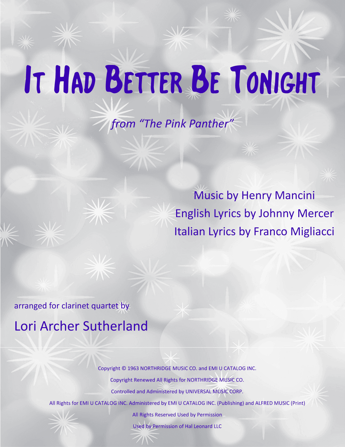 It Had Better Be Tonight (arr. Lori Archer Sutherland)