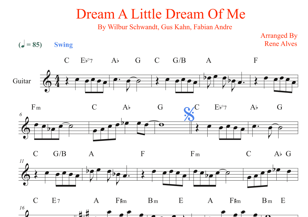 Dream A Little Dream Of Me (arr. Rene Alves)