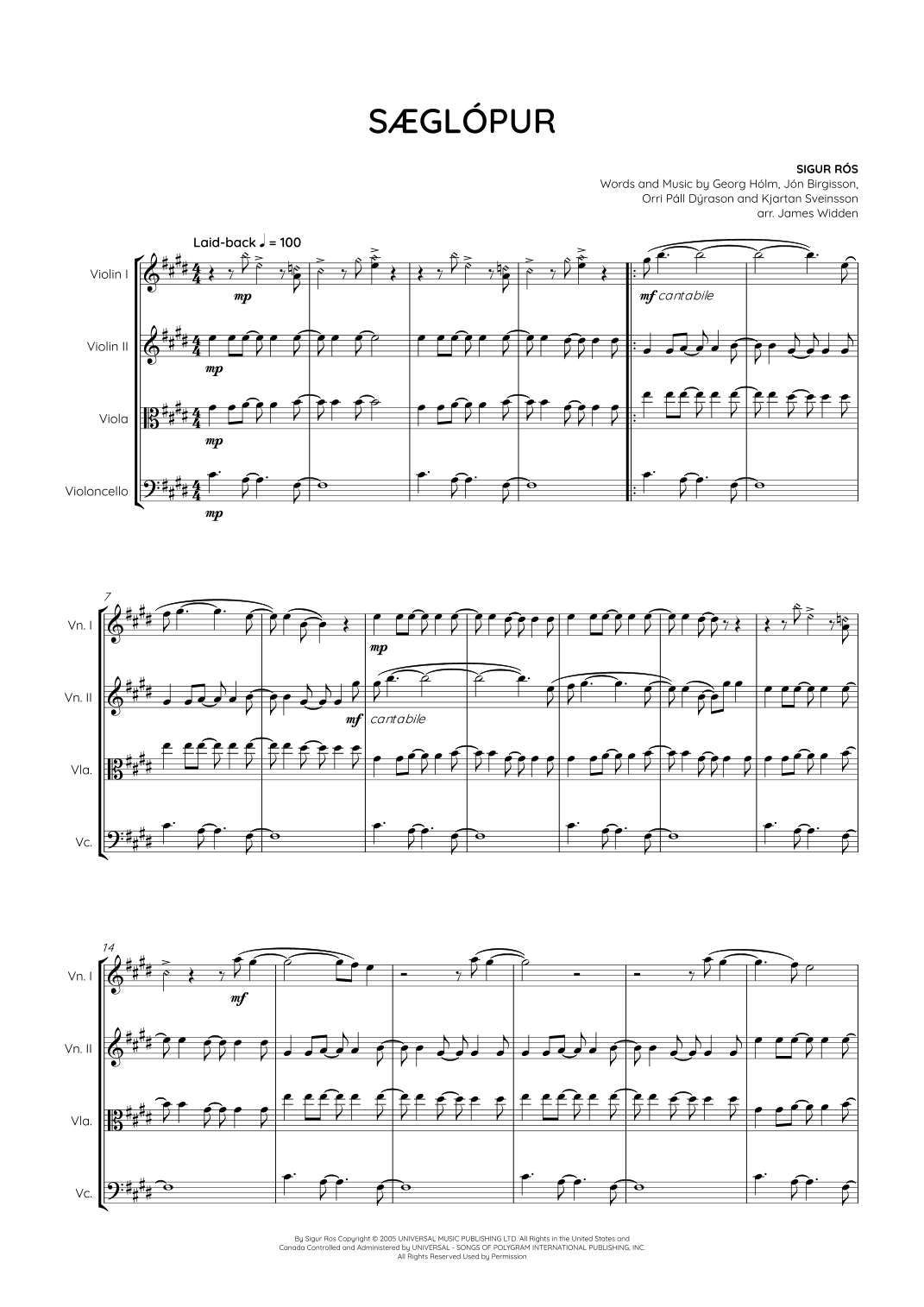 Saeglopur (arr. James Widden)