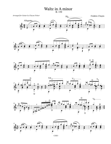 Waltz in A Minor - Chopin, Arranged for Solo Guitar (arr. Cheyne Fehser)