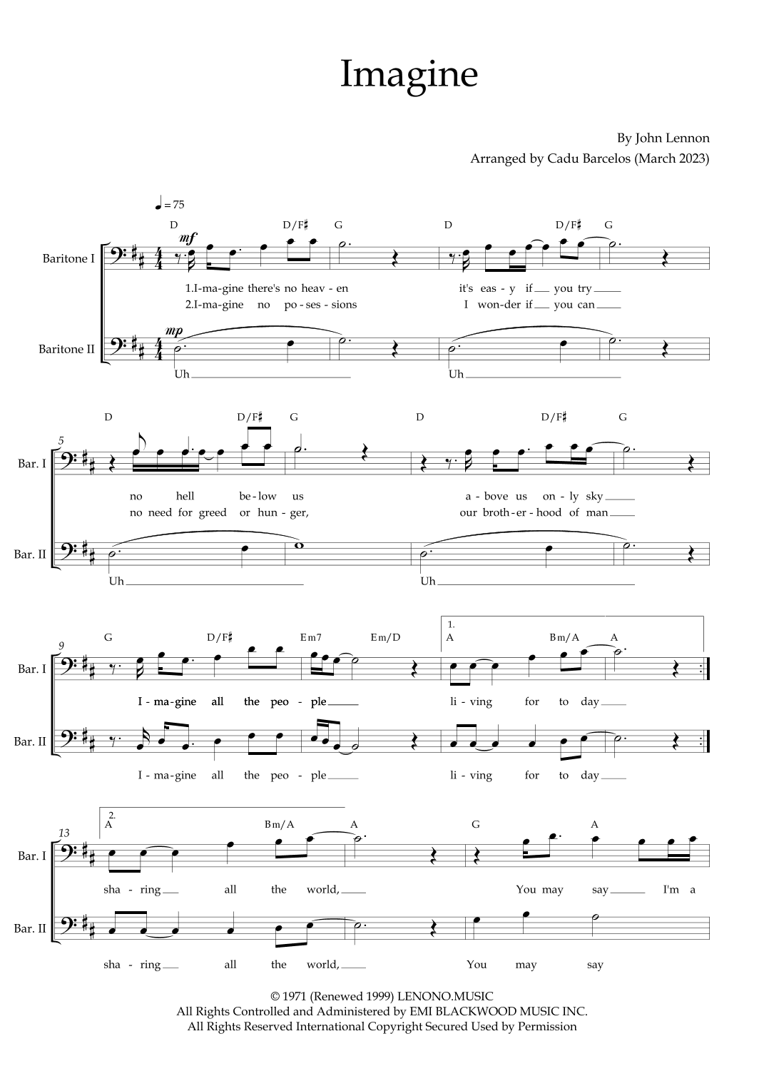 Imagine (arr. Cadu Barcelos)