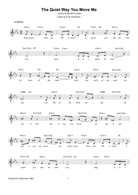 The Quiet way you move me for alto and guitar chord names