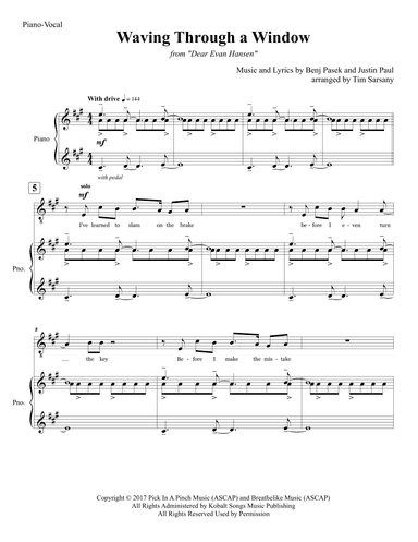 Waving Through A Window (arr. Tim Sarsany)