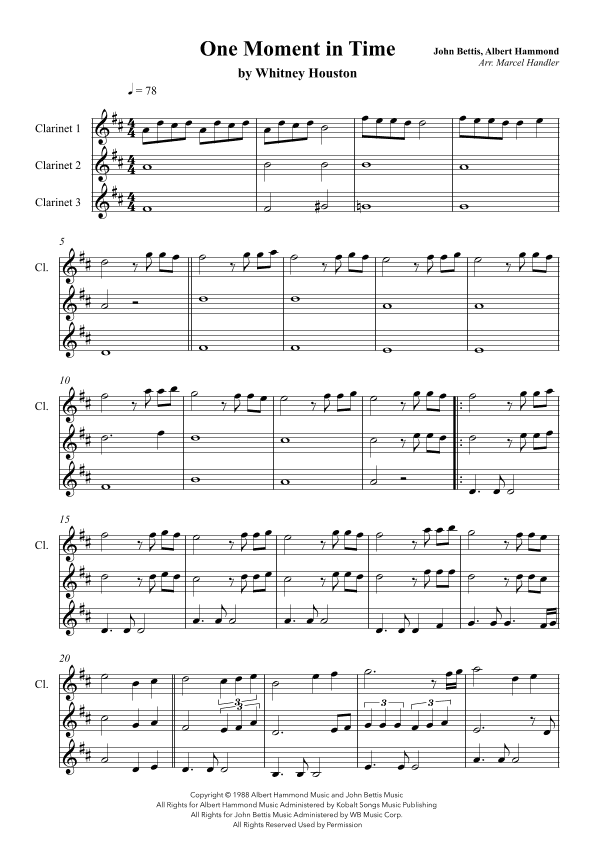 One Moment In Time (arr. Marcel Handler)