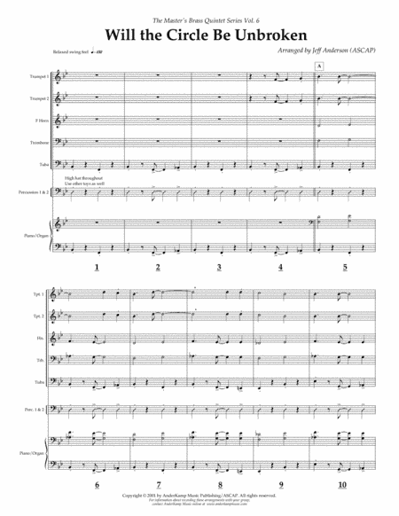 Will the Circle Be Unbroken for Brass Quintet (arr. Jeff D. Anderson)