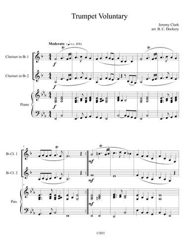 Trumpet Voluntary (Clarinet Duet with Piano Accompaniment) (arr. B. C. Dockery)