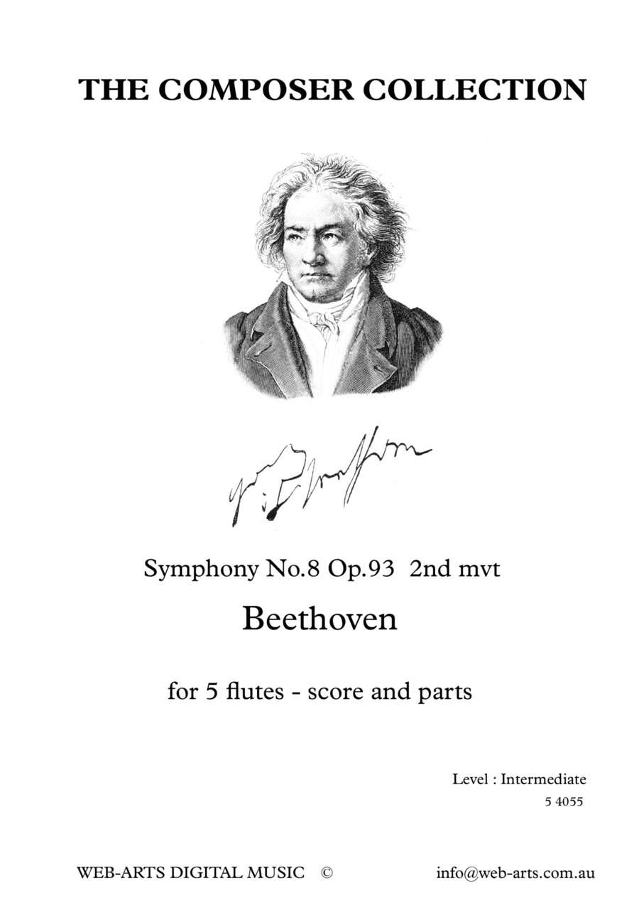 Symphony No.8 Op.93 2nd mvt for 5 flutes (5 4055) - BEETHOVEN + (arr. WEB-ARTS Digital Music)
