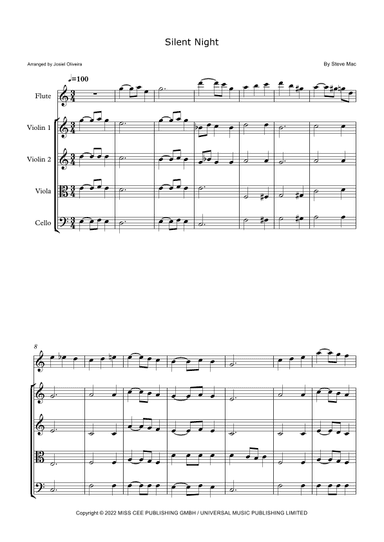 Silent Night - Score Only (arr. Josiel Oliveira)