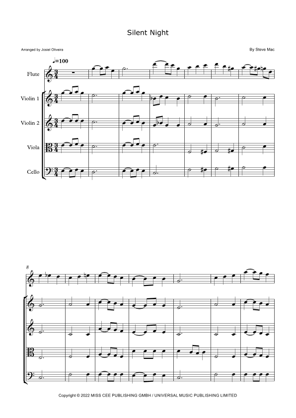 Silent Night - Score Only (arr. Josiel Oliveira)